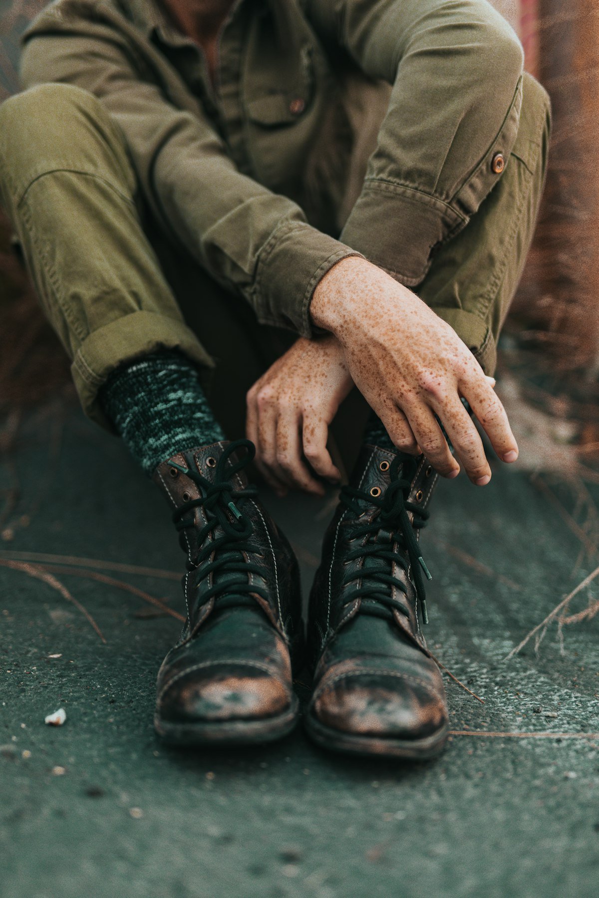 Field jacket with flannel and boots